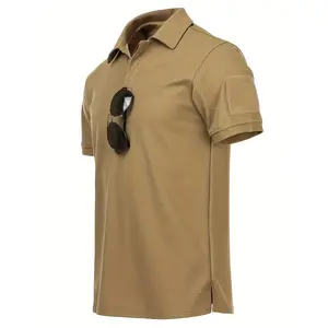 Summer Outdoor Tactical Polo Shirt - Breathable, Quick-Drying, Short Sleeve Lapel Shirt for Hiking, Fishing, Camping, and More - Men's Solid Casual Wear for Summer Adventures