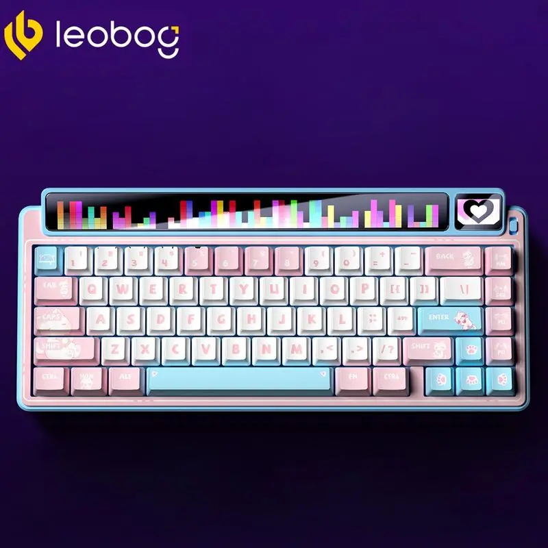LEOBOG AMG65 Mechanical Gaming Keyboard with Dual Screen, Wireless Bluetooth Three-mode Hot-swap Switches for Enhanced Typing Experience,65% Wireless Small Custom Keyboard RGB, Hot Swappable for Windows Laptop PC Mac