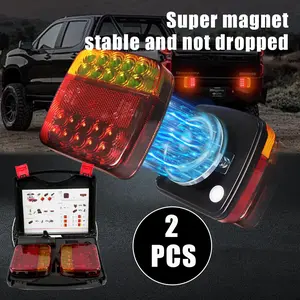 Magnetic Wireless Trailer Lights, Rechargeable LED Trailer Light for Towing Truck, Waterproof Tail Tow Lights Kit for RV Camper Boat Caravan, Portable Turn Signal Brake Running Stop