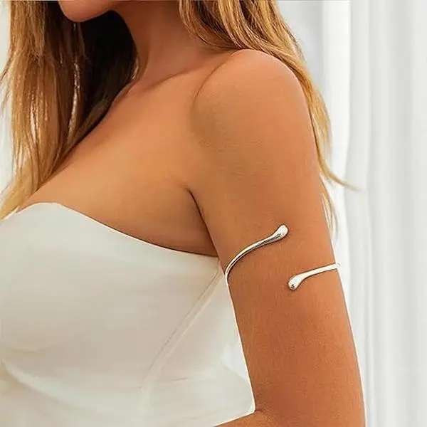 Arm Cuff Layered Arm Bracelet Minimalist Arm Cuff Jewelry for Women Adjustable Upper Arm Cuff Bangle, silver Bangle Stack
