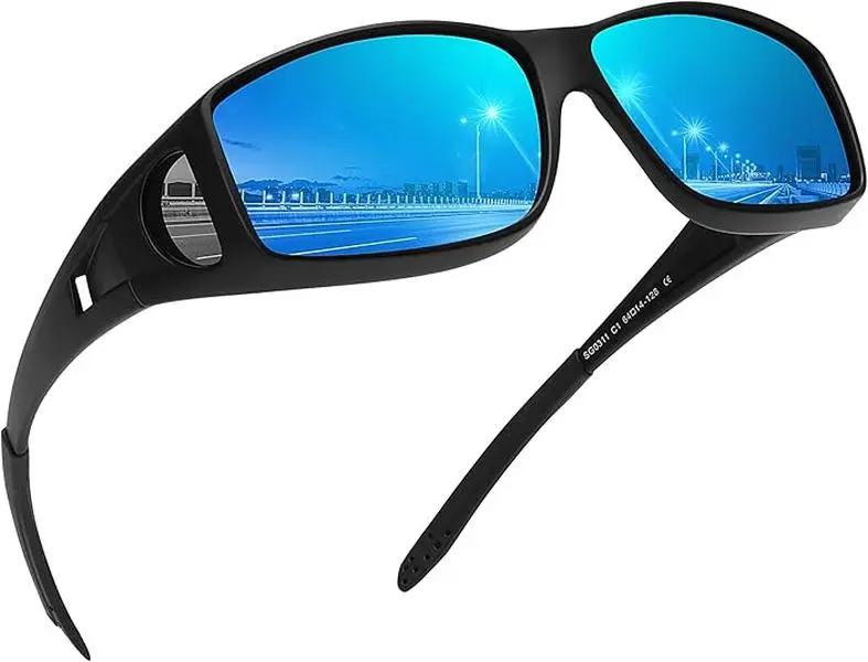 MEETSUN Wrap Around Sunglasses Unisex Polarized UV400 Protection Fit Over Prescription Glasses TAC HD TR90 Frame Men's Rugged Sunglasses