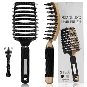 Boar Hair Brushes, Styling Tools and Detangling Massage Brush Fast Drying paddle brush for Thick Hair Can Adds Shine and Makes Hair Smooth,  Heatless  Haircare Comb