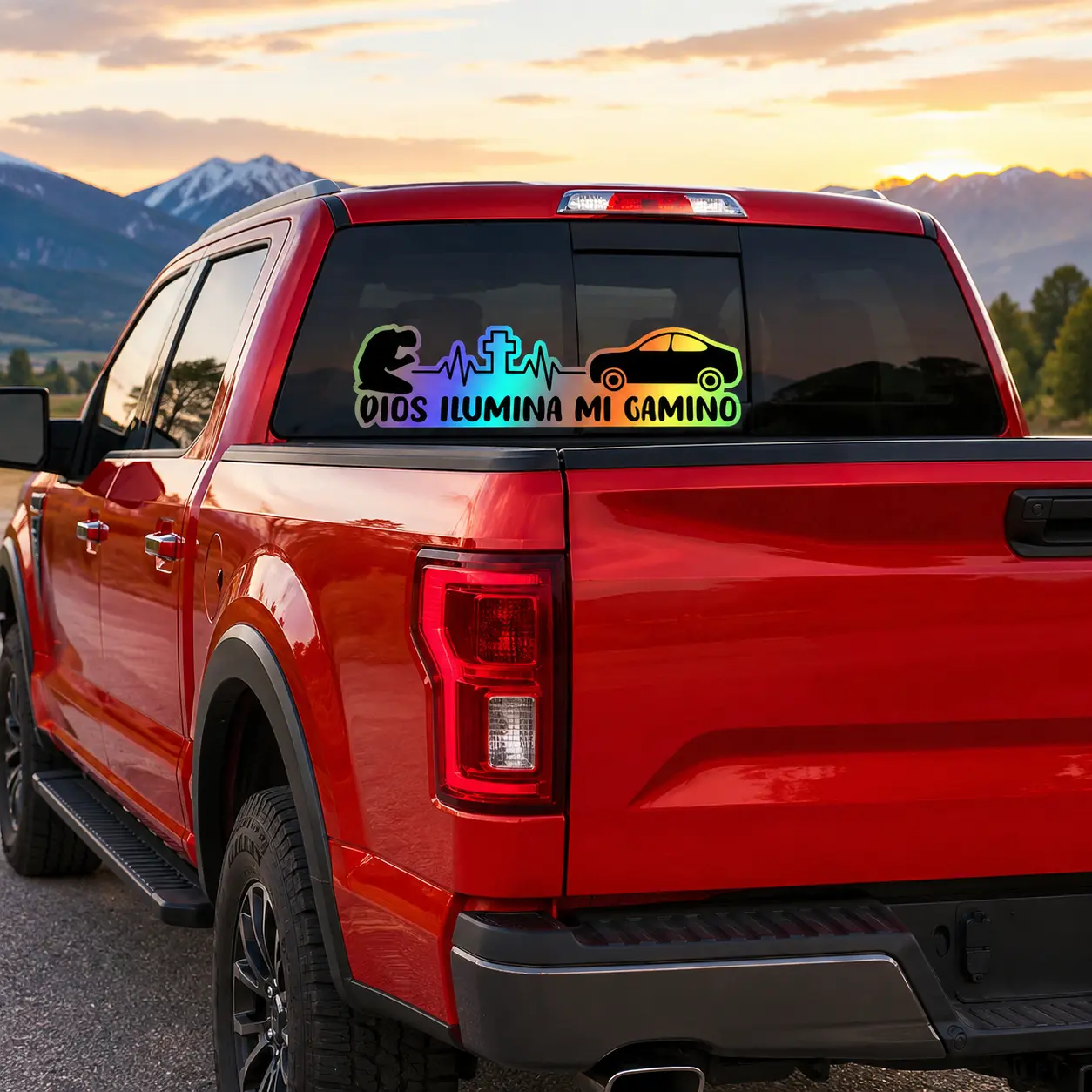 2PCS "Dios Ilumina Mi Camino" Religious Stick-On Car Decal, Waterproof Christian Faith Sticker for Cars/Trucks, Inspirational Auto Accessory for Latino Drivers, Quality Vinyl Decor for Window Trunk Door Mirror Tailgate, Ideal Safe Driving Gift friday