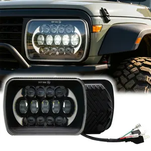 DOT 120W 5x7 7x6 Inch Led Headlights Hi/Low Led Sealed Beam Projector Headlamp Fits for Jeep Wrangler YJ Cherokee XJ Kenworth T300 1997-2010 H4 Plug H6054 H5054 6054 6052 (Black)