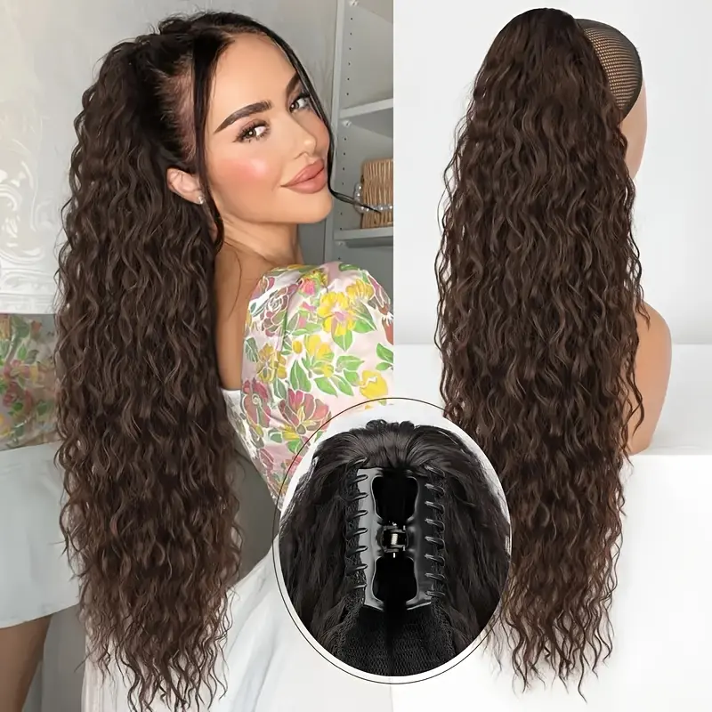 Women Fluffy Long Curly Hair Claw Clip - 30-Inch Extra Large Hair Accessory for Effortless Styling and All-Day Hold, Perfect for Thick or Curly Hair