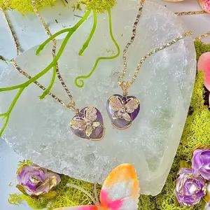 Orquídeas Amethyst Crystal necklace water and tarnish resistant