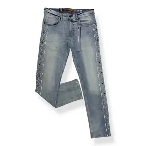 P554 - Double Sided Stud Slim Straight-Fit Stretch Jeans