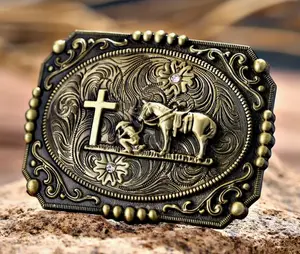 Bronze praying cowboy buckle 1790BNZ