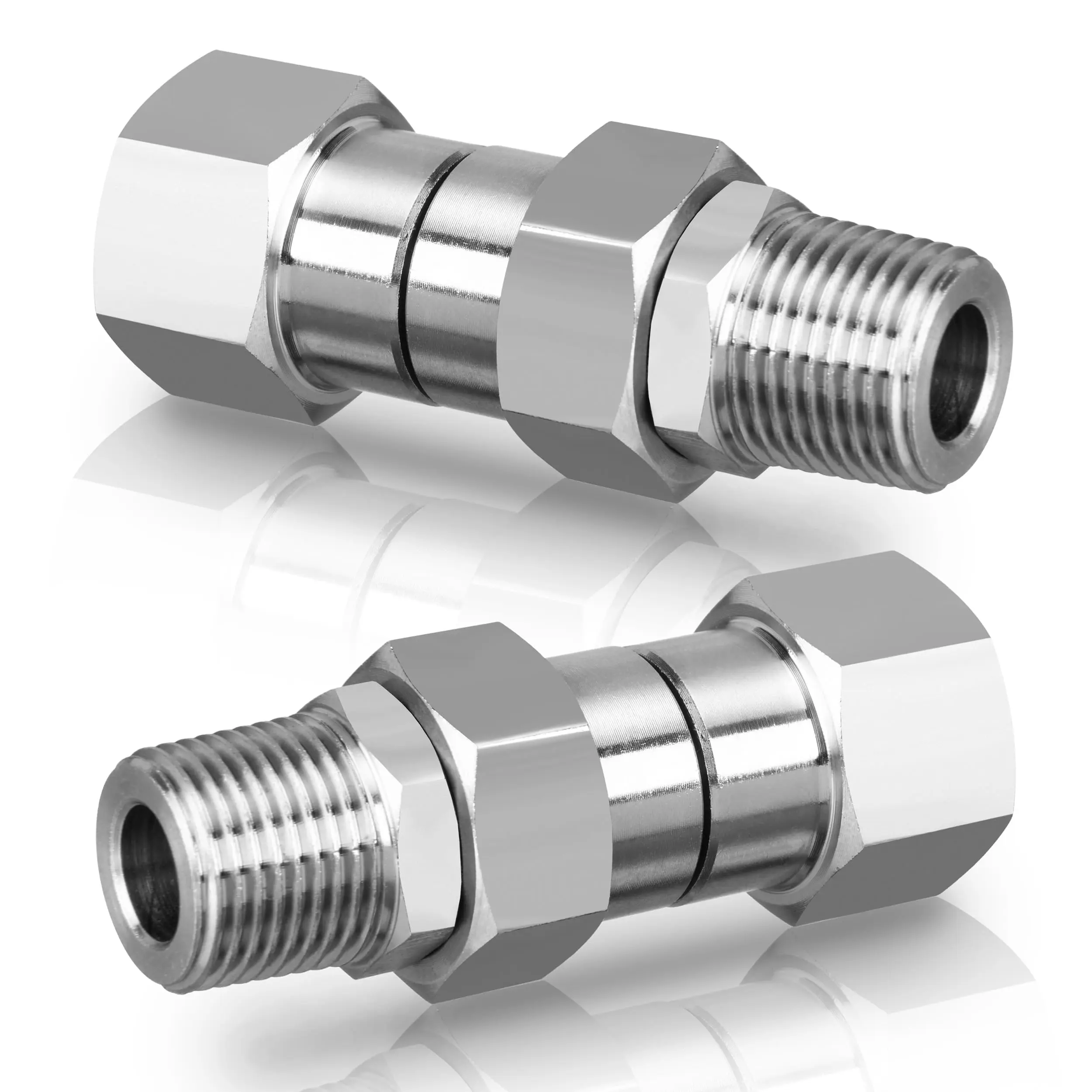 1/2 Pack Stainless Steel 3/8" NPT Pipe Connector Fitting - 3/8" NPT Male to Female Adapter, 360° Kink-Free Anti-Twist, 4500 PSI, Easy-Connect Hose Attachment for Pressure Washer Gun
