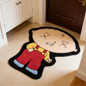 Style Cartoon Funny Character Fluffy Rug, Irregular Shape Anti-Slip Mat, Cute Bedside Carpet, Anime Theme Floor Pad, Bedroom Living Room Decor, Home Decor Rug, Decorative Rug