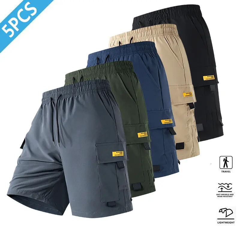 Men’s 5-Pack Cargo Shorts, Loose-Fit Casual Tactical Shorts with Multiple Utility Pockets, Elastic-Waist Summer Shorts for Men, Ideal for Outdoor Activities, Hiking, Work, and Everyday Casual Wear, Activewear, Sportswear, Sports Clothes, Athletic tiktoksh