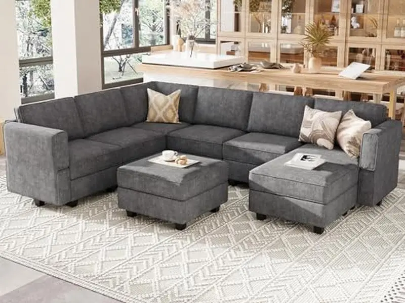 Belffin Oversized Modular Sectional Sofa U Shaped Couch Set with Storage Seat Convertible Large Couch U Shape Set[tiktokshopbacktoschool]