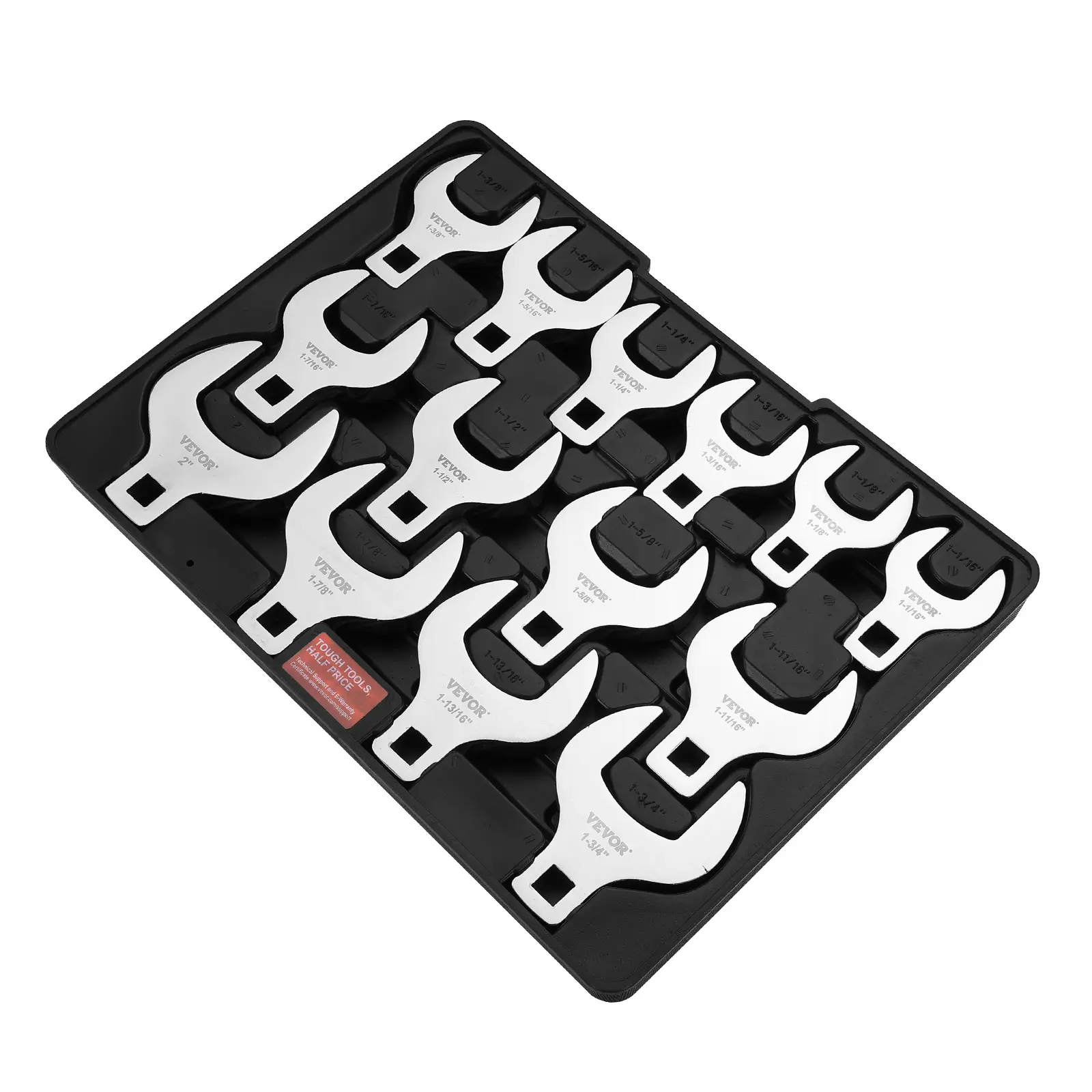 【Summerfinds】VEVOR Crowfoot Wrench Set 1/2" Drive 14-Piece SAE (1-1/16" - 2") Crows Foot Wrench Set with Storage Tray40CR Material with Laser Etched Sizingfor Mechanical Maintenance or Repairs
