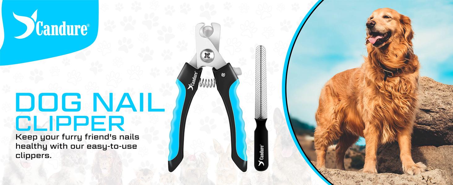 Candure Dog Nail Clippers and Trimmer with Safety Guard to Avoid Over-Cutting Toe Nails Professional Grooming Pet Nail Clipper with Nail File for Small Medium-Large Breeds