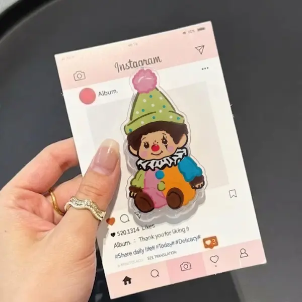 Clown Babie Magsafe Phone Grip, Cutie Kindle Accessories, Gift For Her, pop socket sticky magnetic mount Flower-Shaped Multi-Functional Stand Library Card
