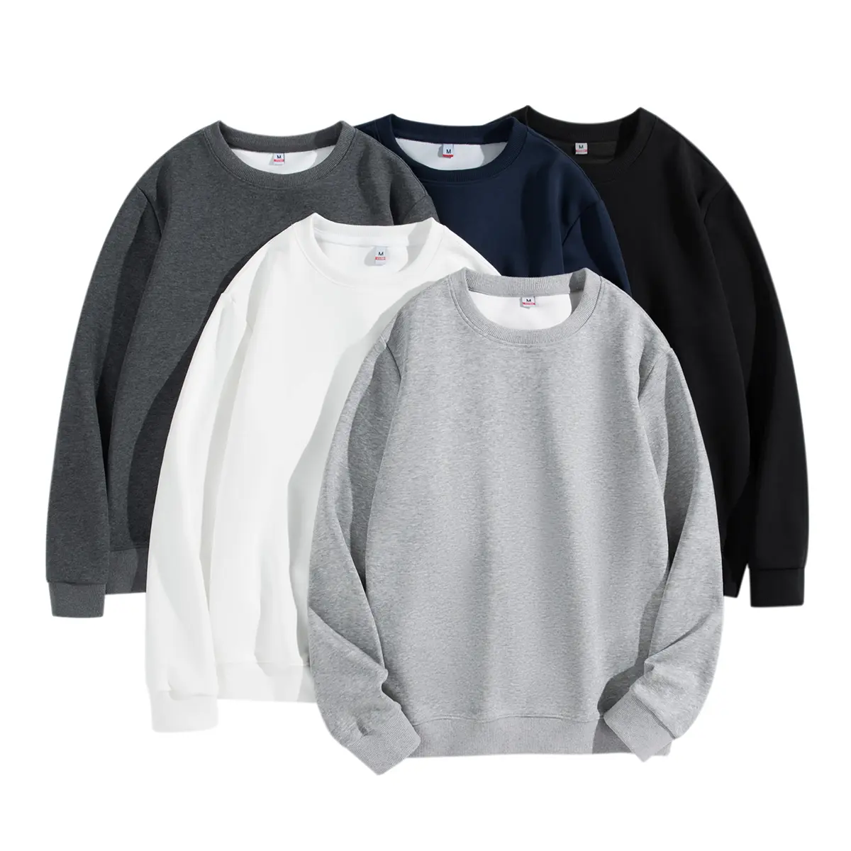 Men's Crew Neck Loose-Fit Solid Color Sport-Ready Style All-Season Fashion Casual Sports Sweatshirt
