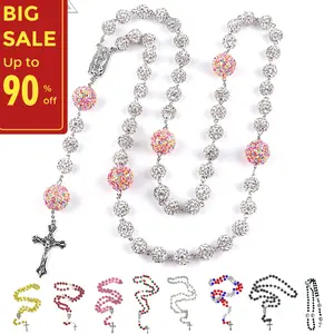 Crystal Bead Rosary For Catholic Daily Prayer Luxury Sparkling Beads Colorful Cross Devotion Gift for Youth