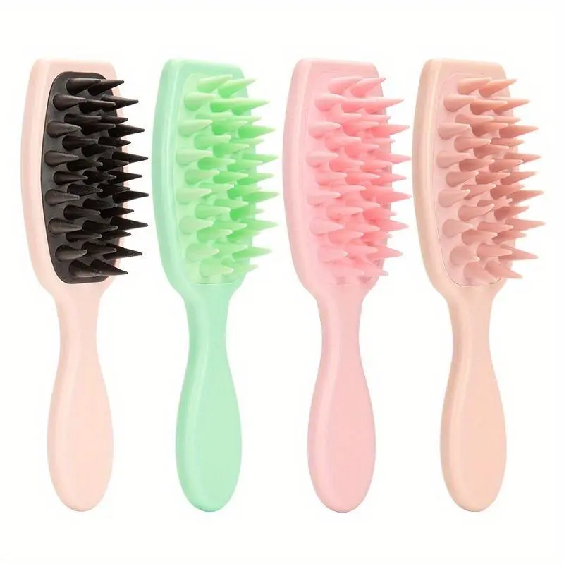 Soft Silicone Shampoo Brush, 4 Counts/set Long Handle Shampoo Comb, Scalp Massage Comb, Heatless Styling Tool, Hair Tools for Home Use