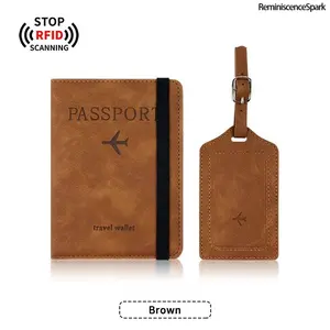 New Updated Leather Passport Cover Men's Wallet Leather with Luggage Tag - RFID Blocking Secure Travel Organizer, Lightweight Universal Design, Essential International Travel Accessory for Outdoor Camping Hiking