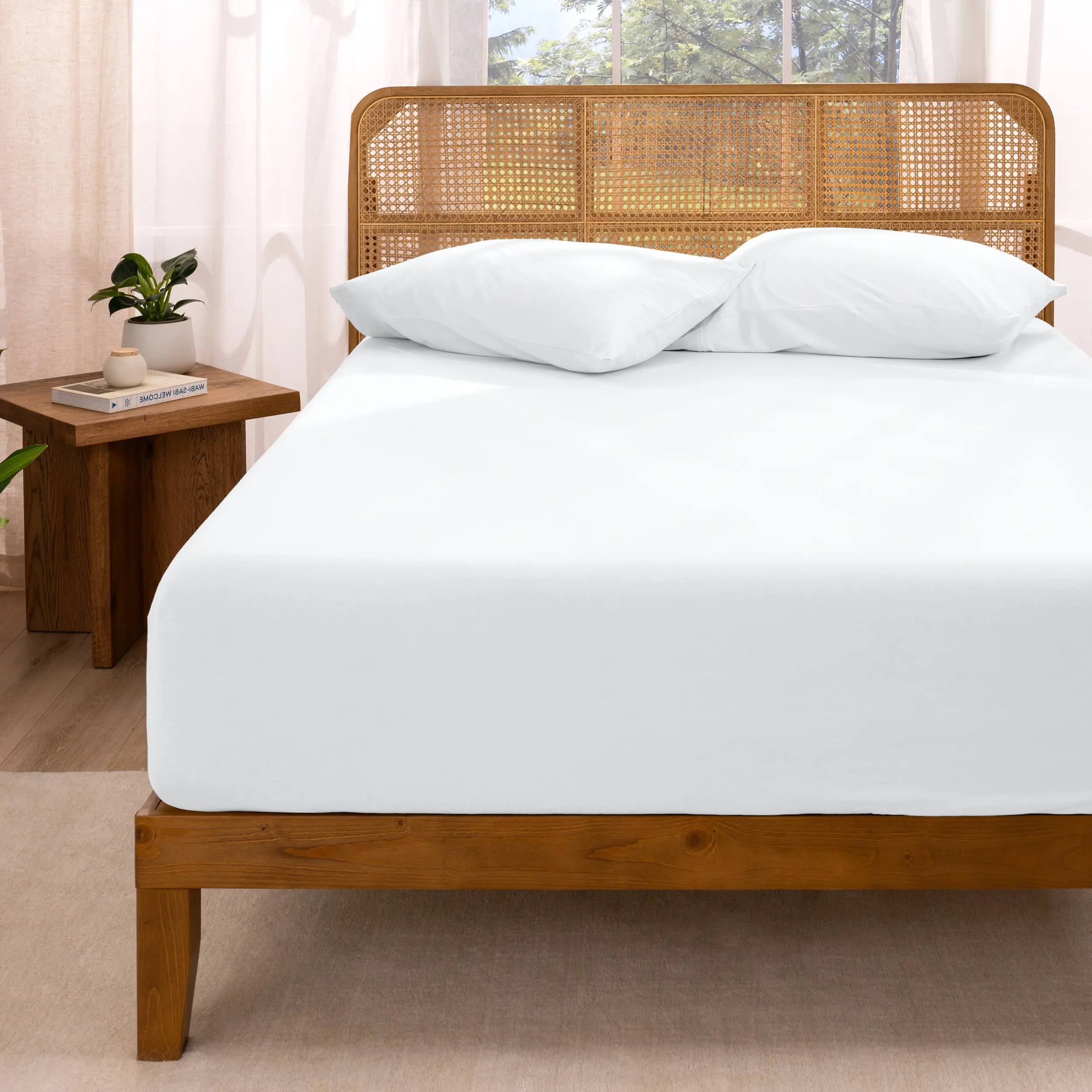 Bare Home Organic Cotton Jersey Fitted Mattress Sheet - Breathable Bed Sheets, Soft Bedding Supplies, Machine Washable, Breathable Sheets