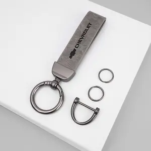 Vintage Leather Car Keychain, 360 Degree Rotating Ring, Compatible with Chevrolet Ss Z71 Rt, Captiva, Colorado, Cruze, Spark, Malibu, Trax
