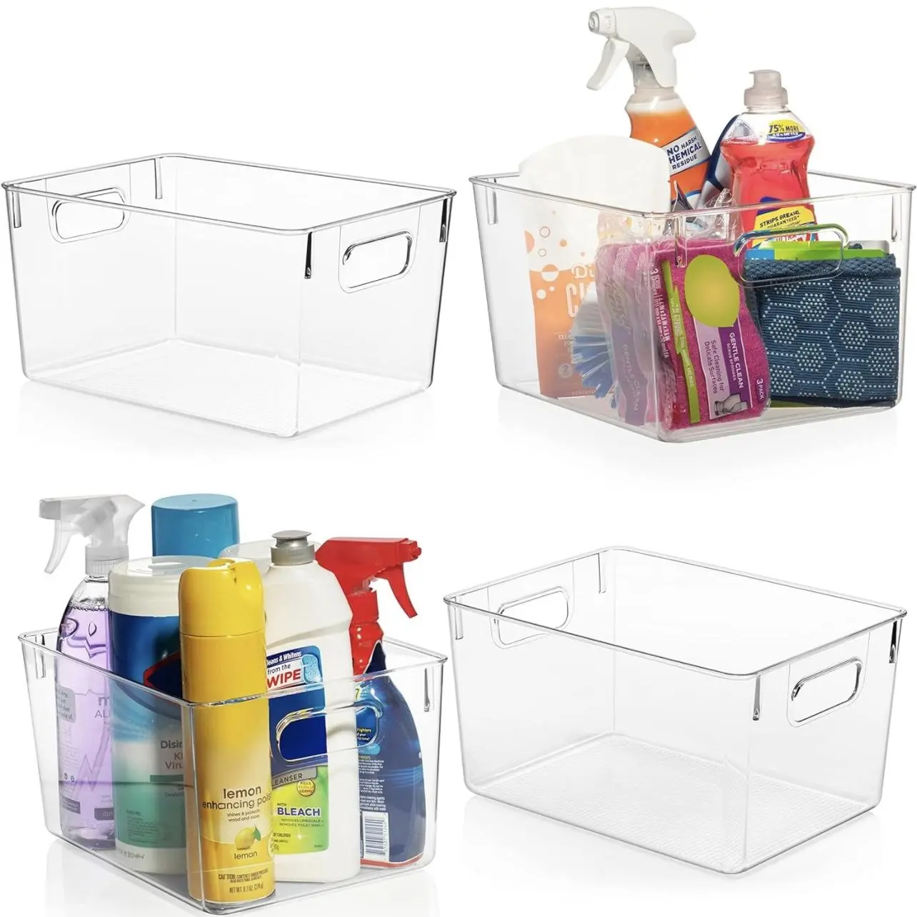 4/8/12 Pack Clear Plastic Storage Bins, Pantry Organizers and Storage Containers Fridge Organizer Bins Kitchen Cabinet Organizer Medicine Cabinet Organizer Bin for Organizing Home Bathroom Freezer Refrigerator Organization Under Sink