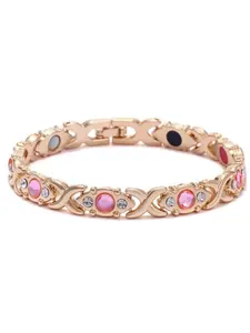 Energy Magnet Bracelet, Eco-Friendly Alloy with Rhinestones, Adjustable Women's Wristband, Valentine's Day Gift, Christmas Jewelry, Vintage Copper Bangle