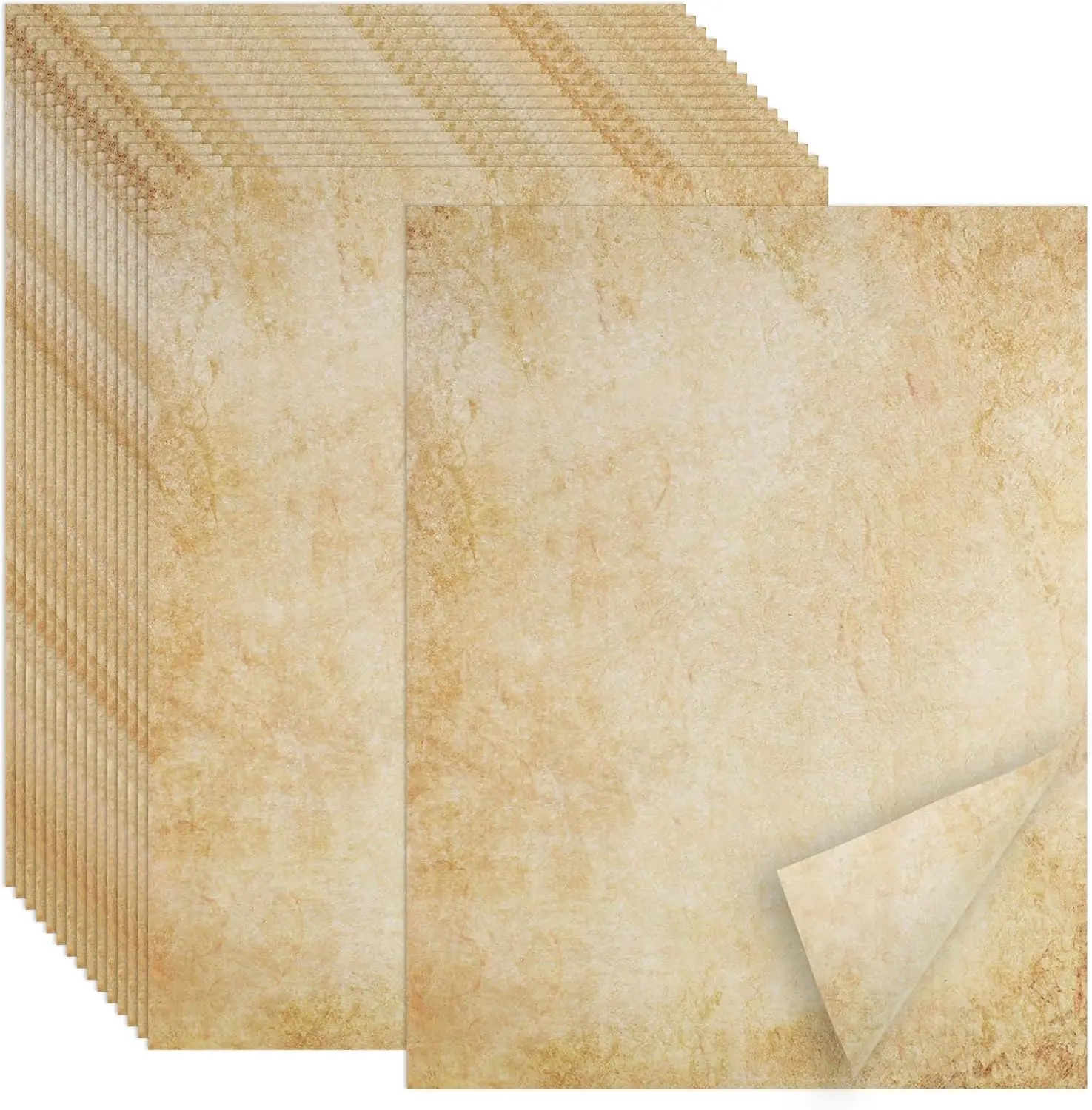 Antique Textured Parchment Paper (70 Sheets, 8.5x11 in) - Bleed-Proof, Double-Sided Printing Compatible for Scrapbooking, Anniversaries, Announcements with Textured Look & Wide Range of Uses, Light, Smooth