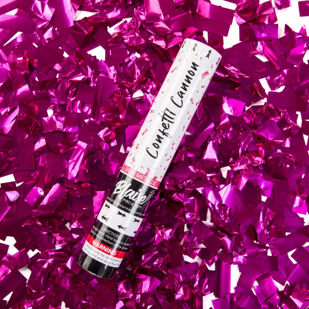Pink Metallic Confetti Cannon Reflective - Ideal for Celebrations and Events