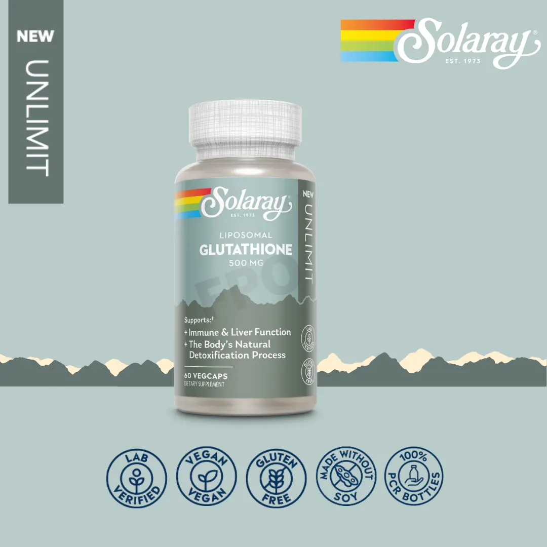 Solaray Liposomal Glutathione 500 mg - 60 VegCaps for Immune & Liver Support