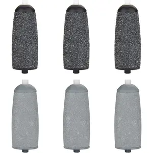 Replacement Heads for Flawless Pedi, Replacement Roller Refills Heads Compatible with Finishing Touch Flawless Pedi Electric Tool File, 6-Pack ( 3 Black Coarse and 3 Gray Fine )