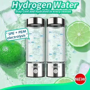 MSWJO 2 Pcs Upgrade Hydrogen Water Bottle 420ml Portable Ionizer for Office Travel Fitness Everyday Hydration SPE PEM Technology Reusable Drinkware Lid