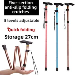 Telescopic Walking Stick for Hiking and Trekking, Aluminum Alloy Folding Cane, Lightweight Portable Design, Ideal for Elderly Support