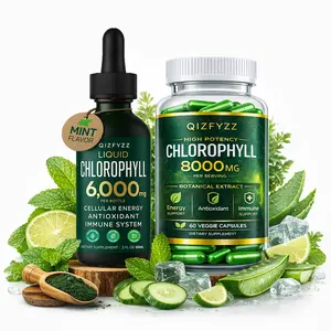 QIZFYZZ High-Concentration Chlorophyll (6000mg Liquid + 8000mg Capsules) | Body Cleanse & Detox · Antioxidant Support · Immune Booster · Mint-Flavored Dietary Supplement