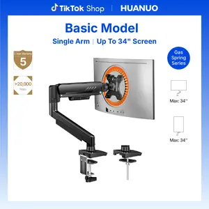 HUANUO Fully Adjustable Single Monitor Arm, Mount for 13–34 Inch Screens, Tool-Free VESA Installation, Cable Management, Supports Up to 19.8 lbs, Max VESA 100x100mm