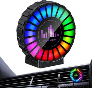 RGB Music Sync Car Air Freshener Light, LED Ambient Vent Clip Light with Aroma Diffuser, Rechargeable Interior Mood Light for Car Bedroom Office