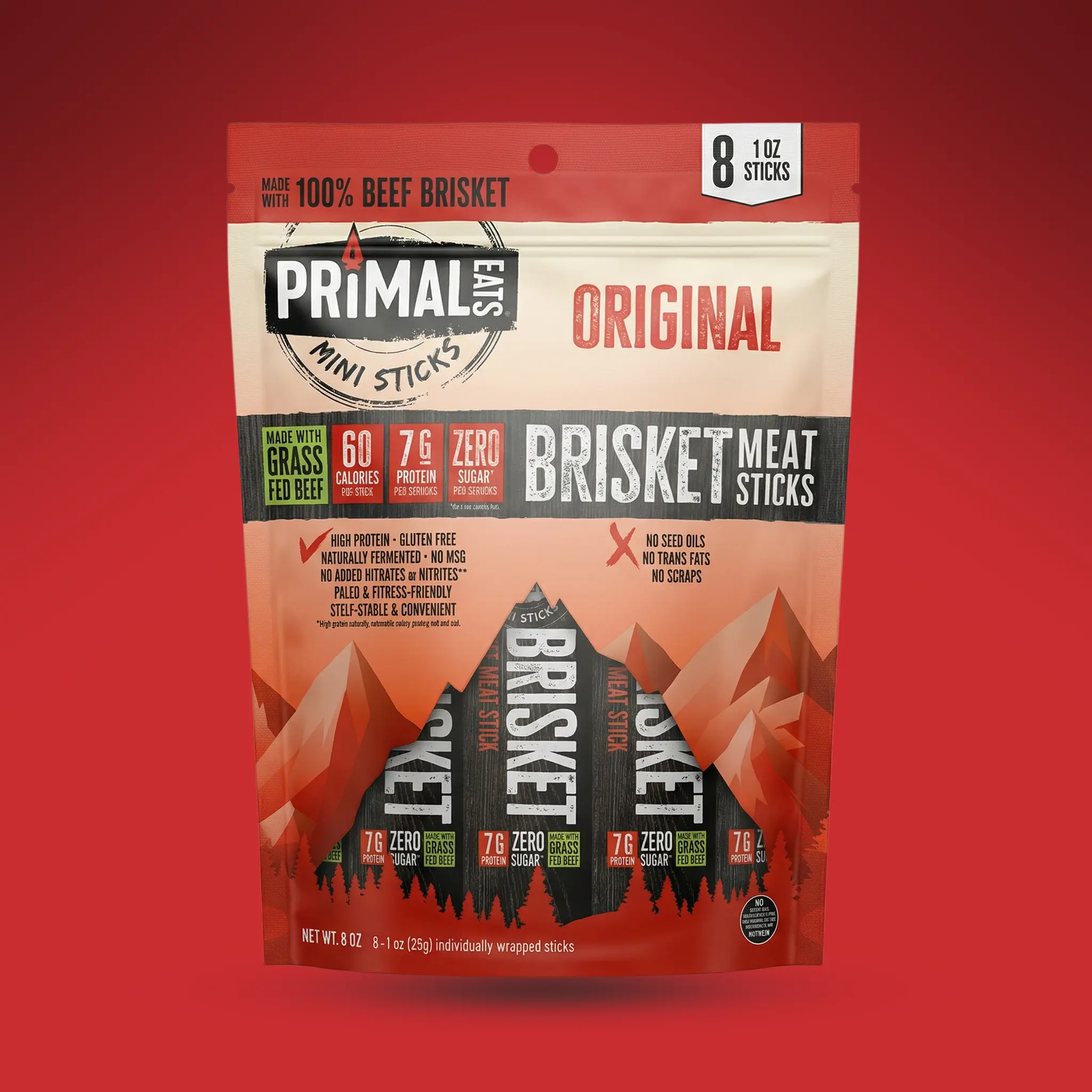 Original Grass-Fed 1oz Beef Brisket Meat Sticks
