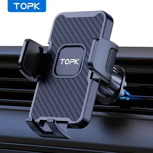 Car Phone Holder Mount, TOPK Auto Locking Universal Phone Stand Holder with Hook Clip for Car Air Vent, Car Interior Accessories for iPhone Samsung