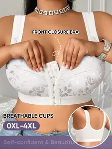 Women's Plus Size Wireless Bra, Sexy Chevron Pattern, Comfortable Full Coverage Support, Ideal for Dating & Daily Wear, All Seasons