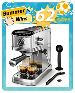 Espresso Machine with Milk Frother, 20 Bar Compact Espresso Maker with 45 OZ Removable Tank, Stainless Steel Coffee Machine for Home, Office, Latte, Cappuccino Silver summerwins