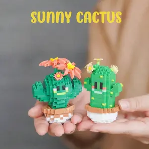 1pc Cute Cactus DIY Micro Particle Building Blocks, Romantic Home Decoration with Preserved Flowers — an original gift idea for holidays, Valentine's Day, Mother's Day, Christmas, Father's Day, or as a desktop ornament.