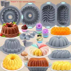 nonstick pan To encounter 66/45/21 Pieces Silicone Baking Set 7 Cups Tubular Cups 45 Mini Loaf Pans for Banana Bread Sandwiches Pound Cakes Meatloaf Mousses Jellies Chocolates Christmas Gift Bakeware Circular Reusable Mold