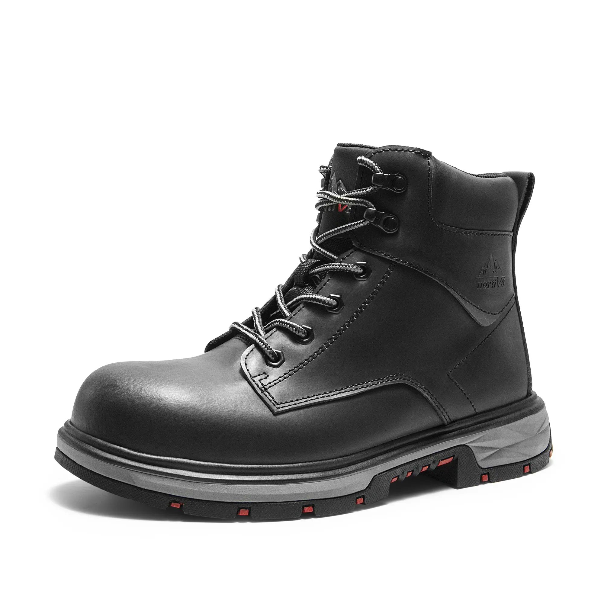 NORTIV 8 Men's Steel Toe Work Boots, Waterproof Leather & Oxford Uppers, Non-Slip Walking Shoes for Worker Injury Prevention, Safety Footwear, Closed, Rugged Gear, Utility Style, Classic, Laces