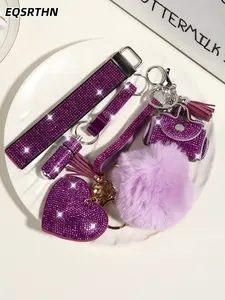 Purple full-diamond multifunctional keychain, densely inlaid with sparkling diamonds that never fall off. The plush tassel delivers an exquisite texture. Multiple styles are available for free matching to create sophisticated accessories.