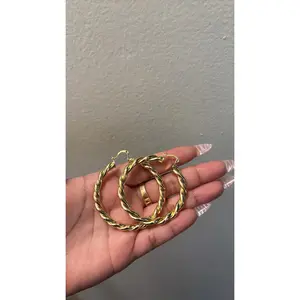 Golden Goddess Hoops - Elegant Twisted Design Gold-Tone Earrings for Women