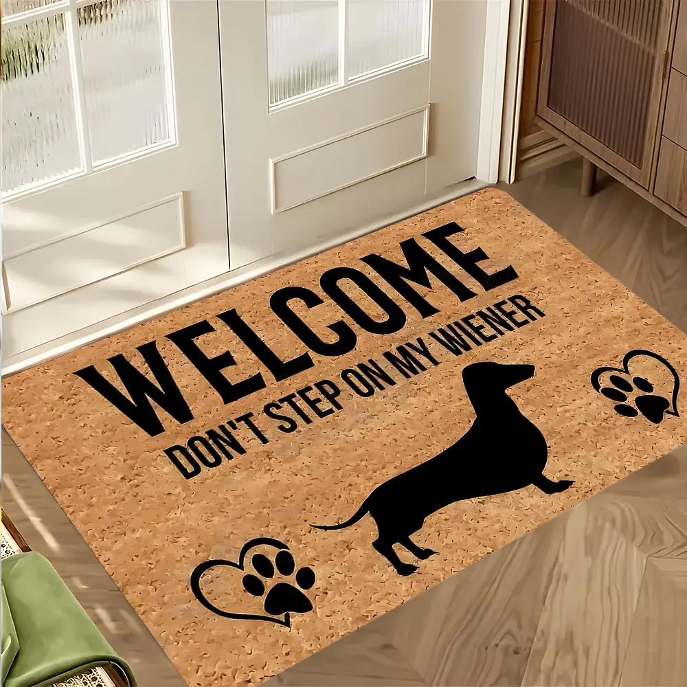 Dachshund Design Doormat, Front door mat, Humorous Entrance Rug, Animal Printed Rug, Animal Themed Rugs, Water Absorbent Rug, Anti-slip Quick drying Carpets, Multi-scenario, Indoor Outdoor Entrance Carpet Home Decor, Gifts for Christmas