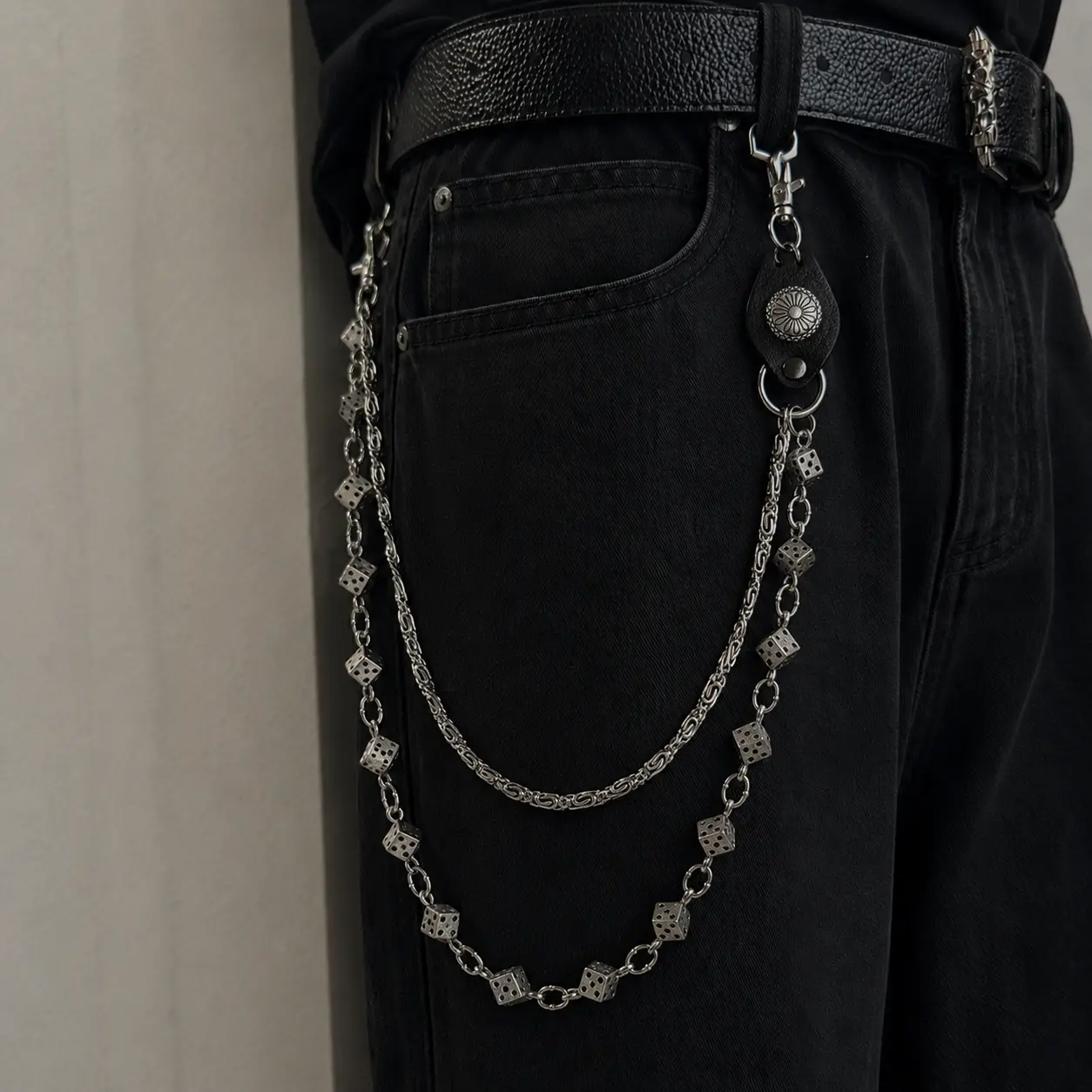Heavy Duty Stainless Steel Wallet Chain | Double Chain Dice Jean Chain | Punk Biker Y2K Key Chain