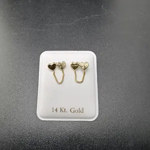 14Kt Gold Heart Design Earrings for Everyday Wear - Elegant and Durable