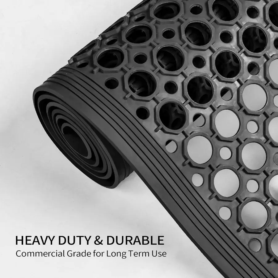ROVSUN 2-Pack Rubber Floor Mat with Holes, 36''x 60'' Anti-Fatigue/Non-Slip Drainage Mat, for Industrial Kitchen Restaurant Bar Bathroom Utility Garage Pool Entry Door Mat, Indoor/Outdoor Cushion Durable Area Rugs Machine Washable Rugs