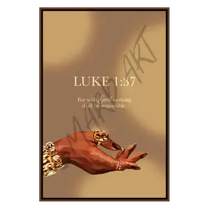 Smard Black Wall Art for Home & Office -Luke 1:37 Gold - Smard Black Wall Art Print/ Canvas for Home /Office Decor